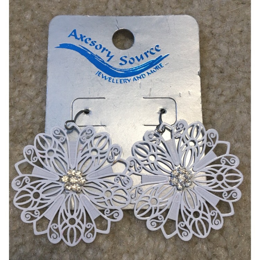 White Circular Dangle Earrings